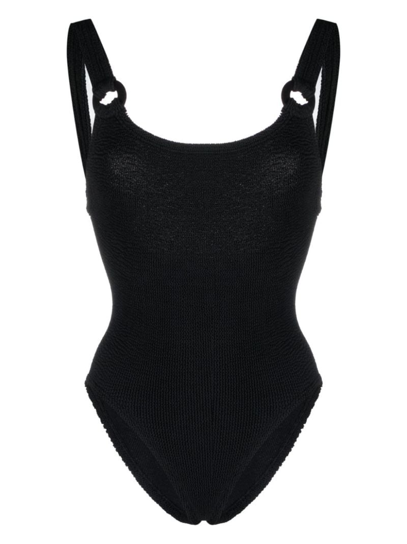 Black Domino Crinkled Swimsuit