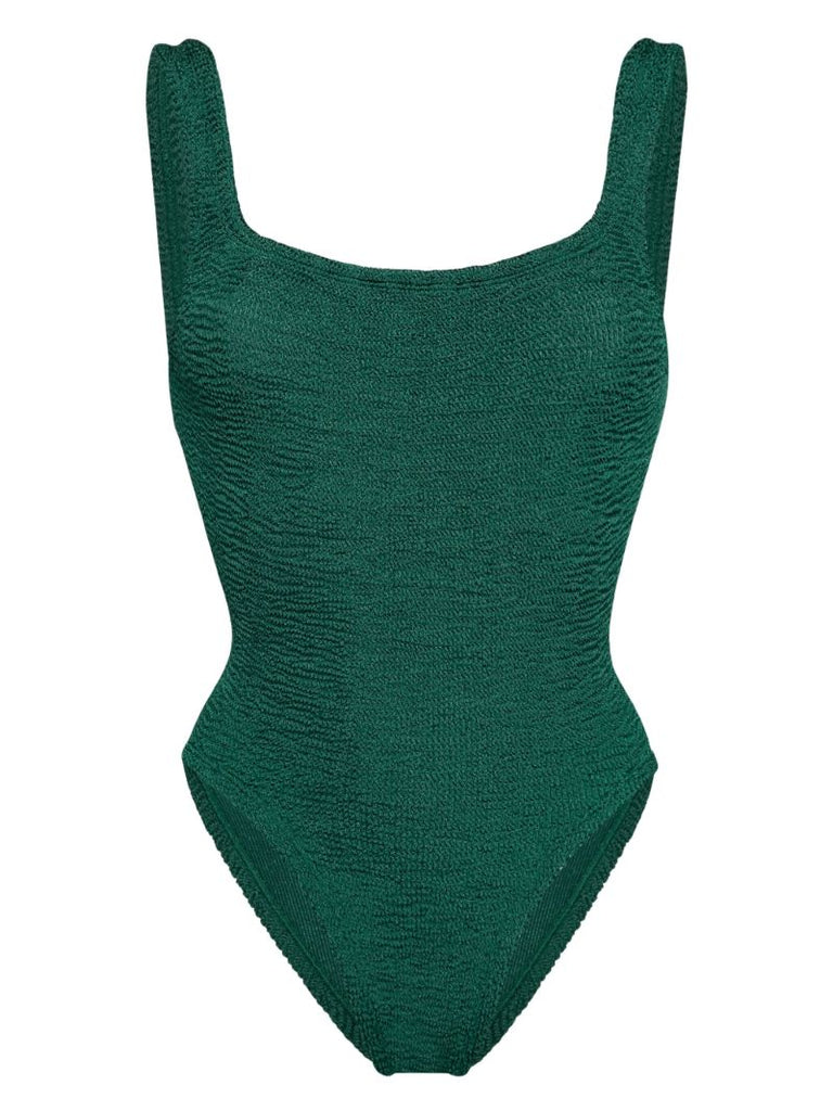 Crinkled Square-neck Swimsuit