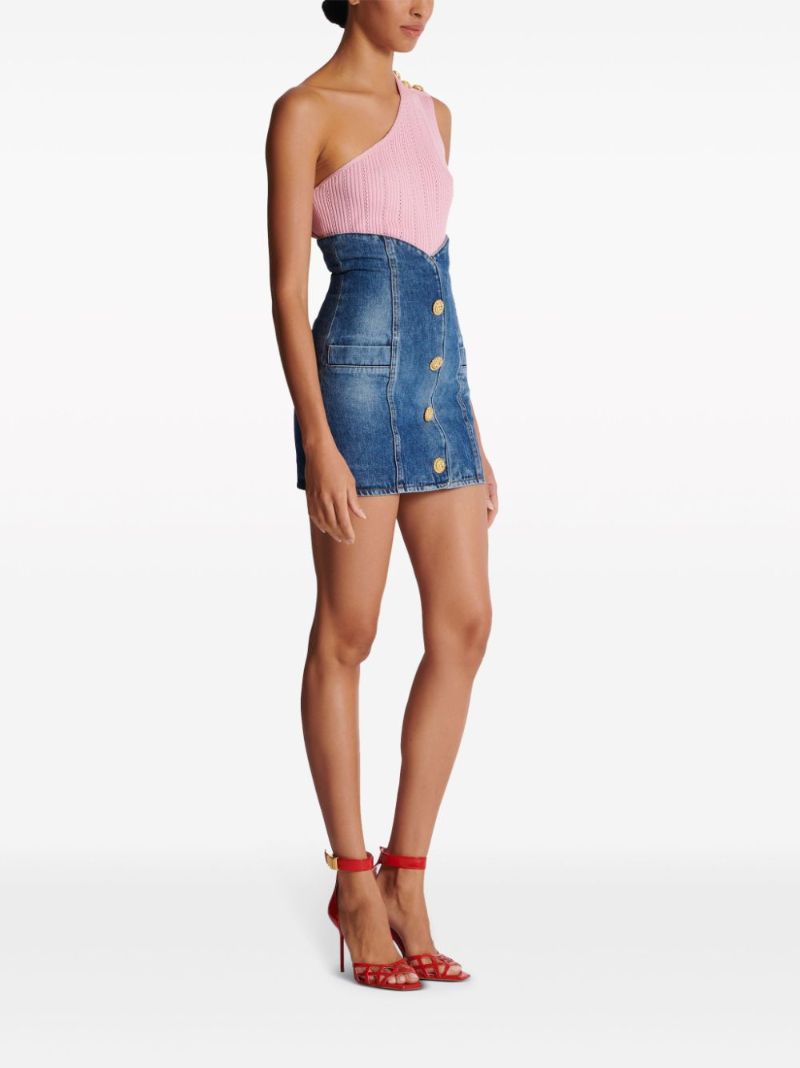Blue Denim Pencil Mini Skirt