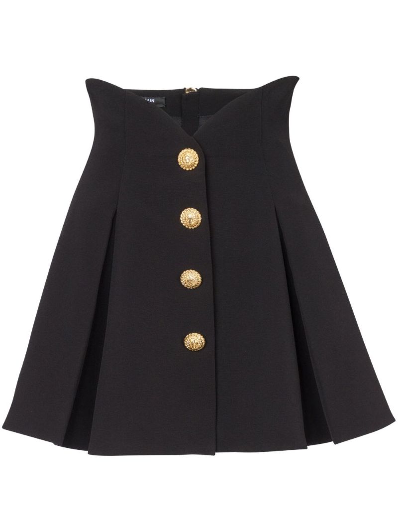 Black A-line Pleated Mini Skirt