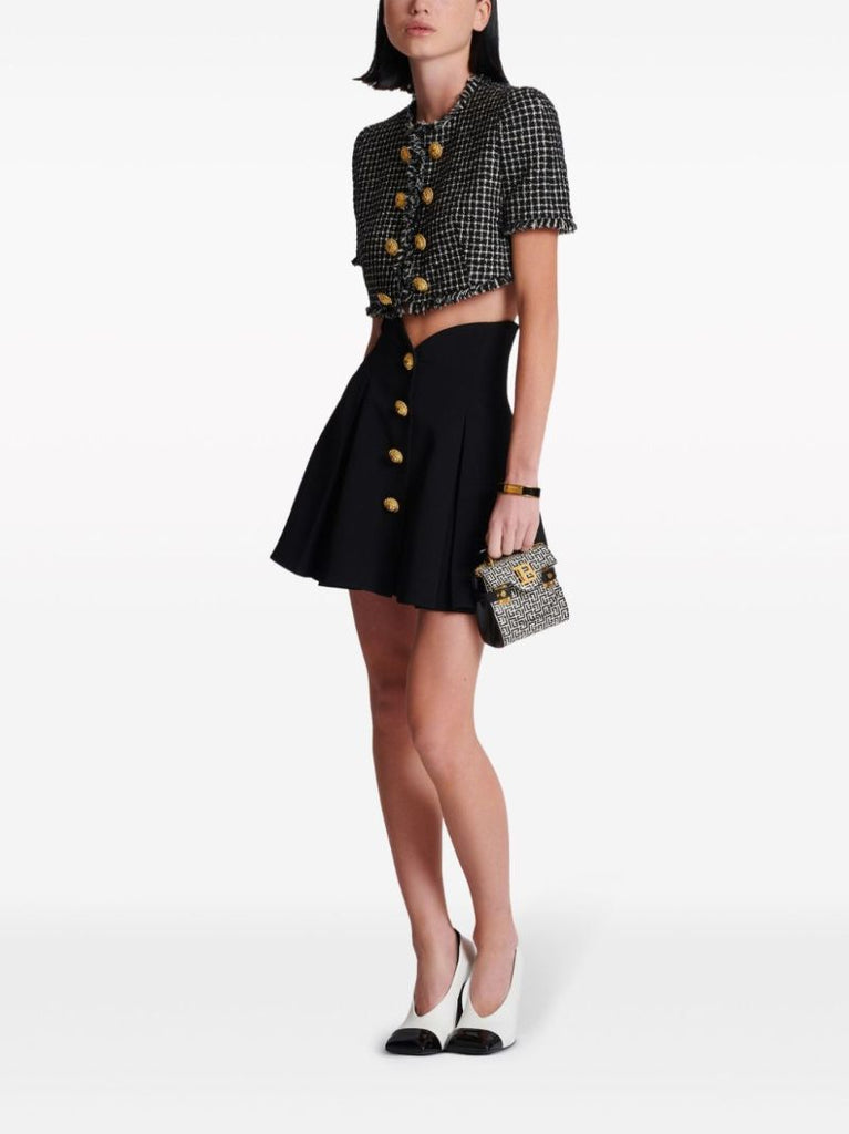 Black A-line Pleated Mini Skirt