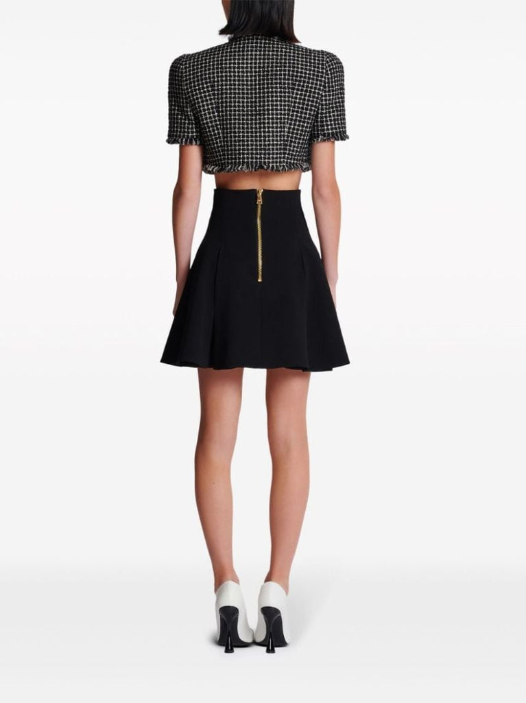 Black A-line Pleated Mini Skirt