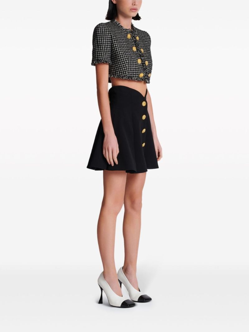 Black A-line Pleated Mini Skirt