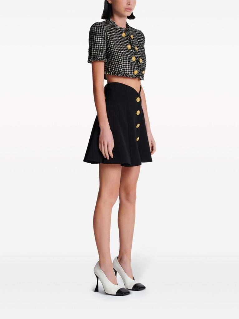 Black A-line Pleated Mini Skirt