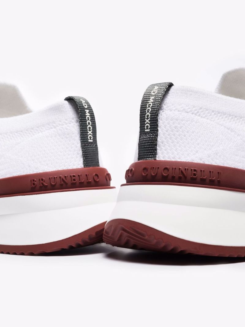 White Knitted Low Top Sneakers