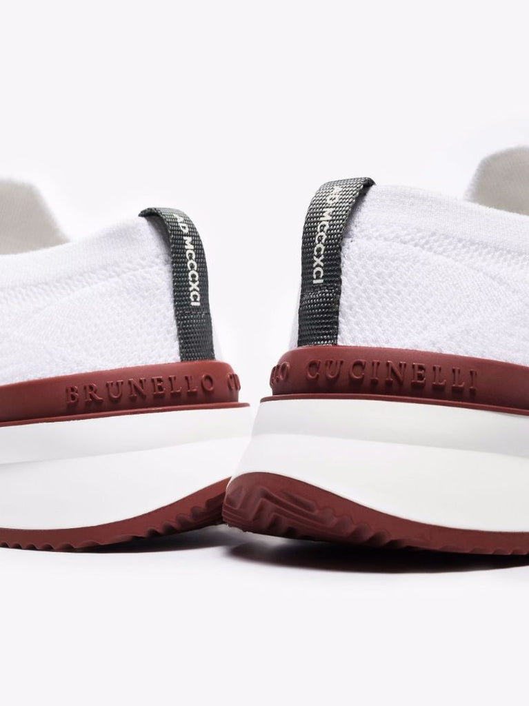 White Knitted Low Top Sneakers