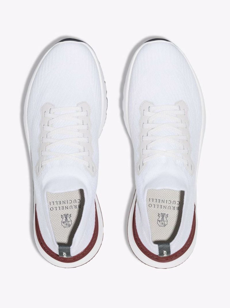 White Knitted Low Top Sneakers