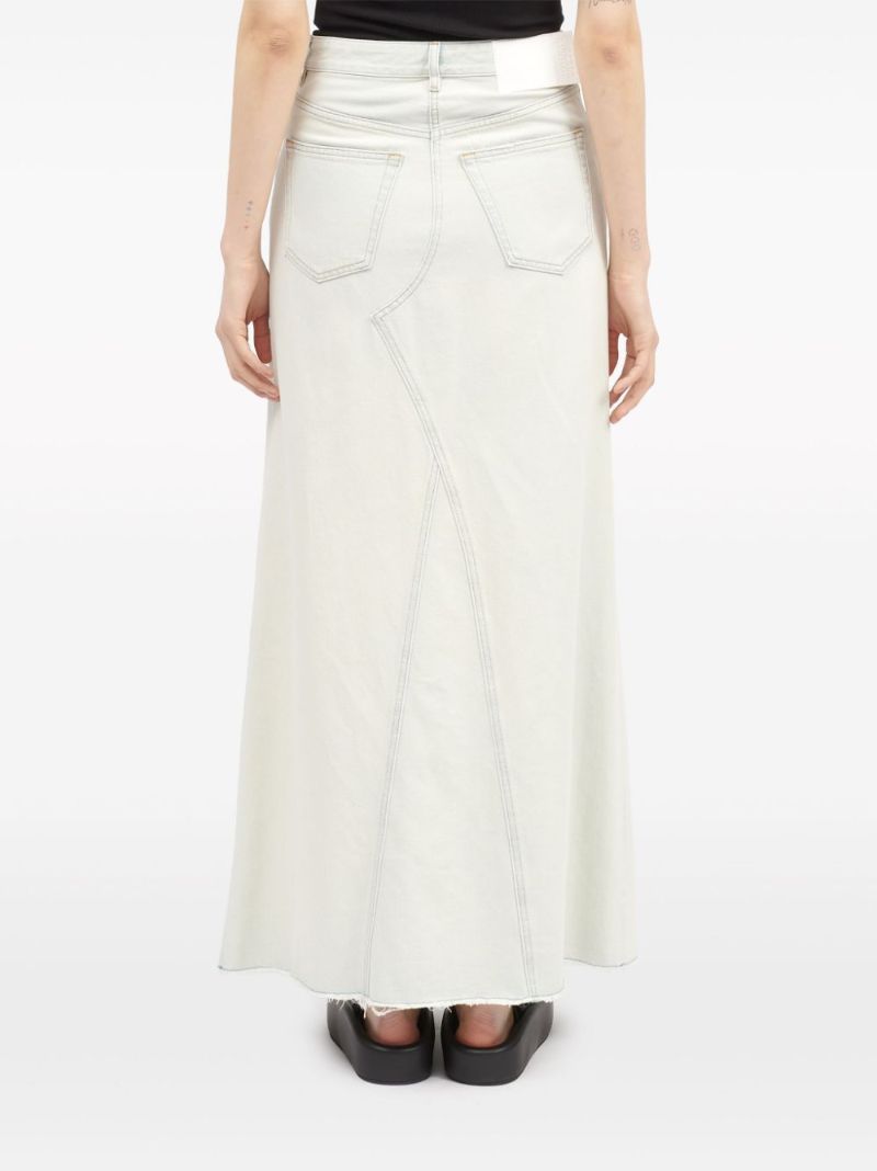 White A-line Denim Maxi Skirt