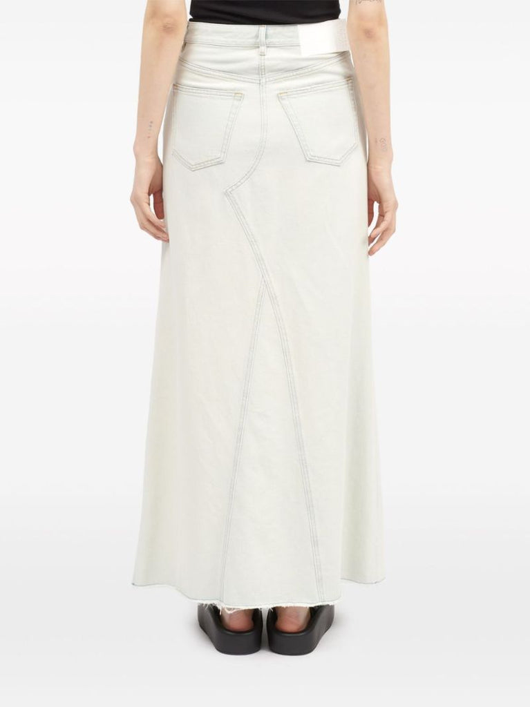 White A-line Denim Maxi Skirt