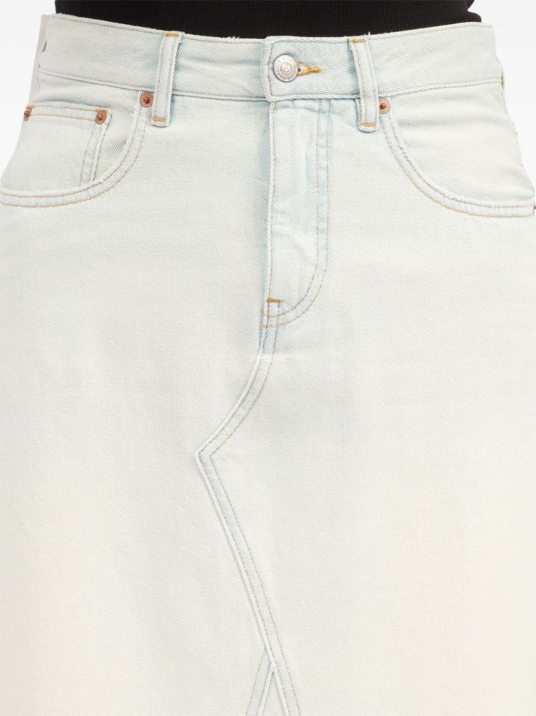 White A-line Denim Maxi Skirt
