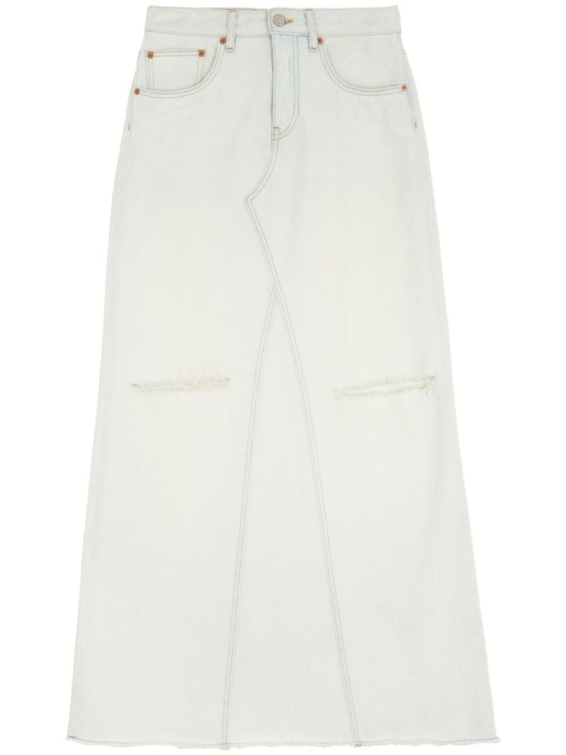 White A-line Denim Maxi Skirt