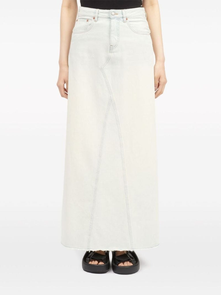 White A-line Denim Maxi Skirt