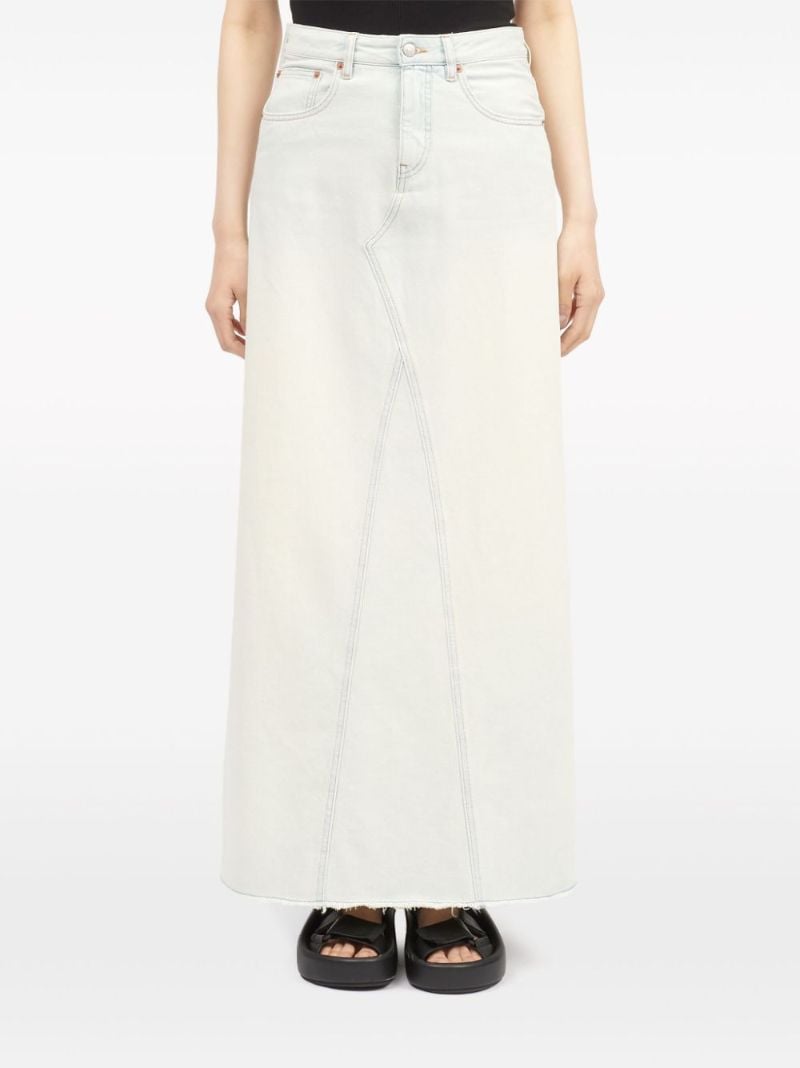 White A-line Denim Maxi Skirt