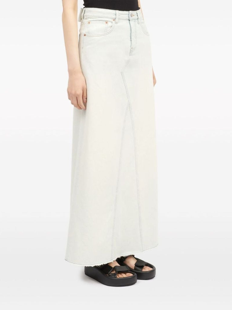 White A-line Denim Maxi Skirt