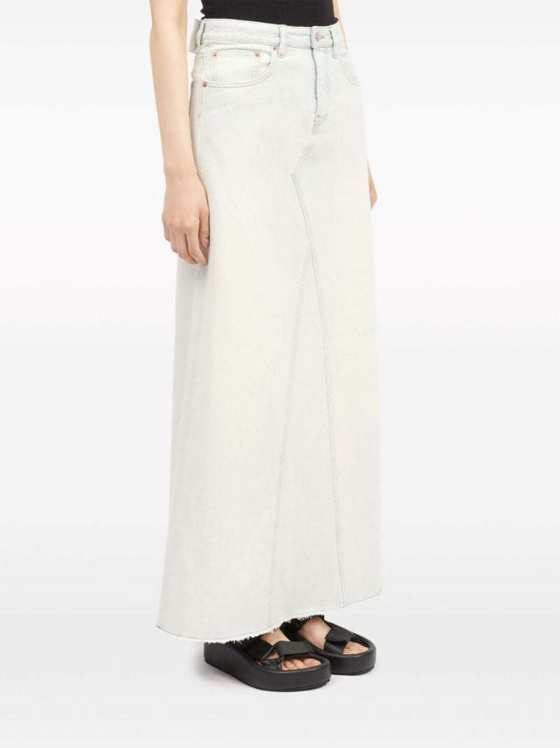White A-line Denim Maxi Skirt