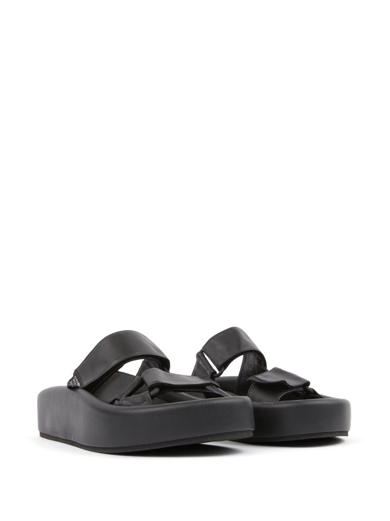 Black Webbing Leather Sandals