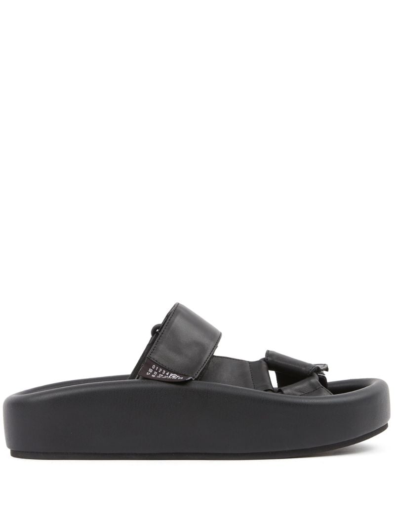 Black Webbing Leather Sandals