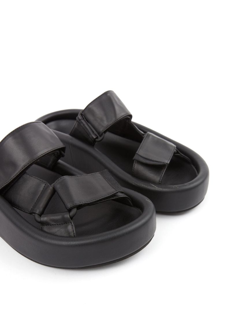 Black Webbing Leather Sandals