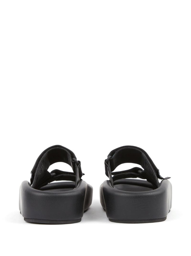 Black Webbing Leather Sandals