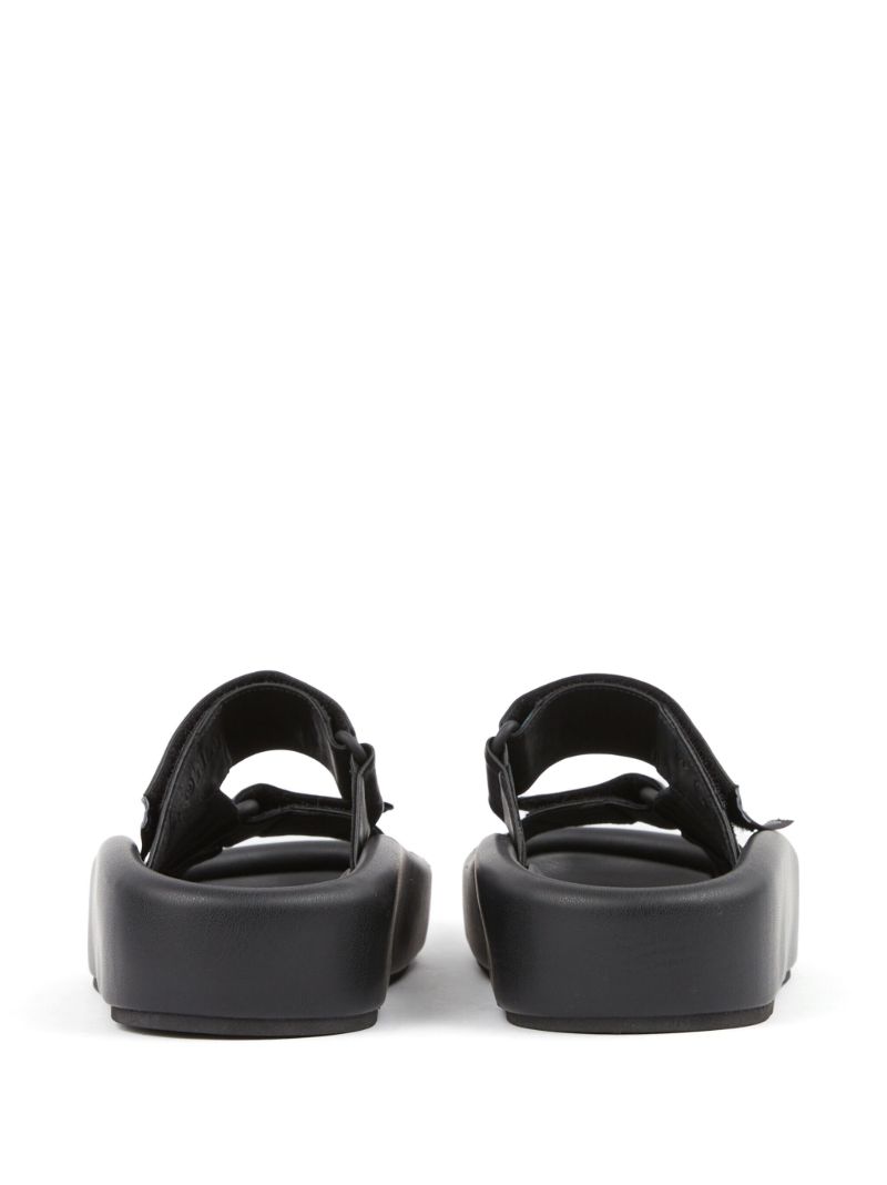 Black Webbing Leather Sandals