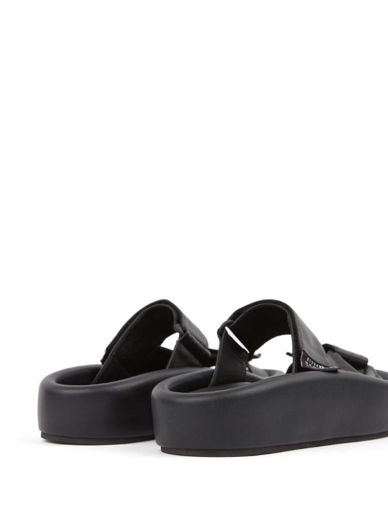 Black Webbing Leather Sandals