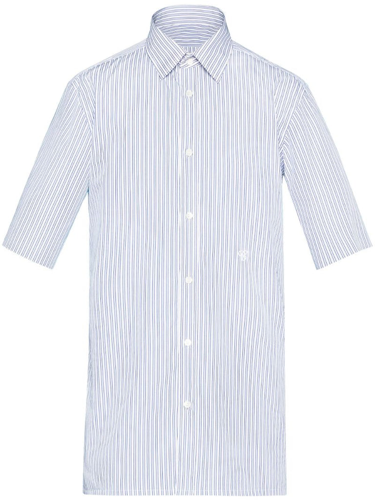 White and Blue C-embroidery Shirt