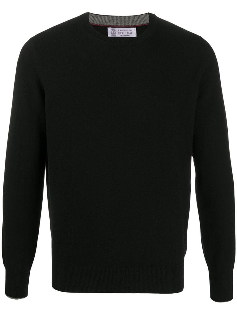 Black Crew Neck Cashmere Sweater
