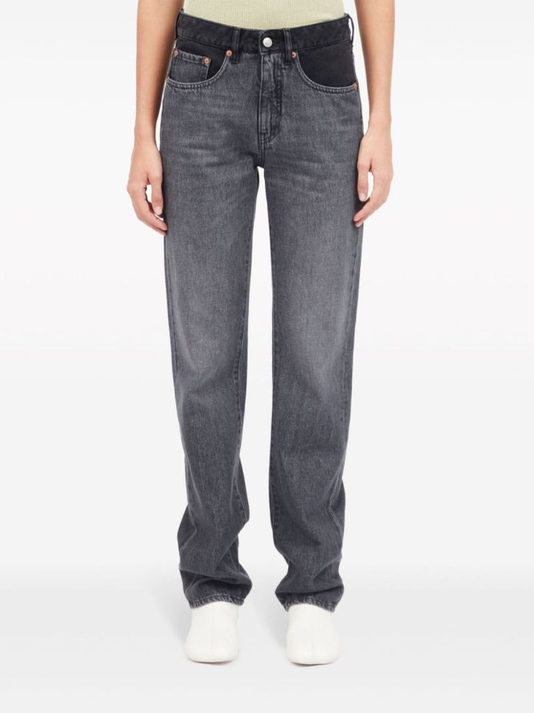 Grey Two-tone Straight-leg Jeans