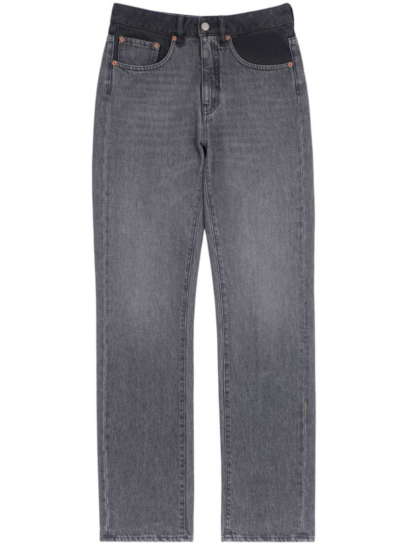 Grey Two-tone Straight-leg Jeans