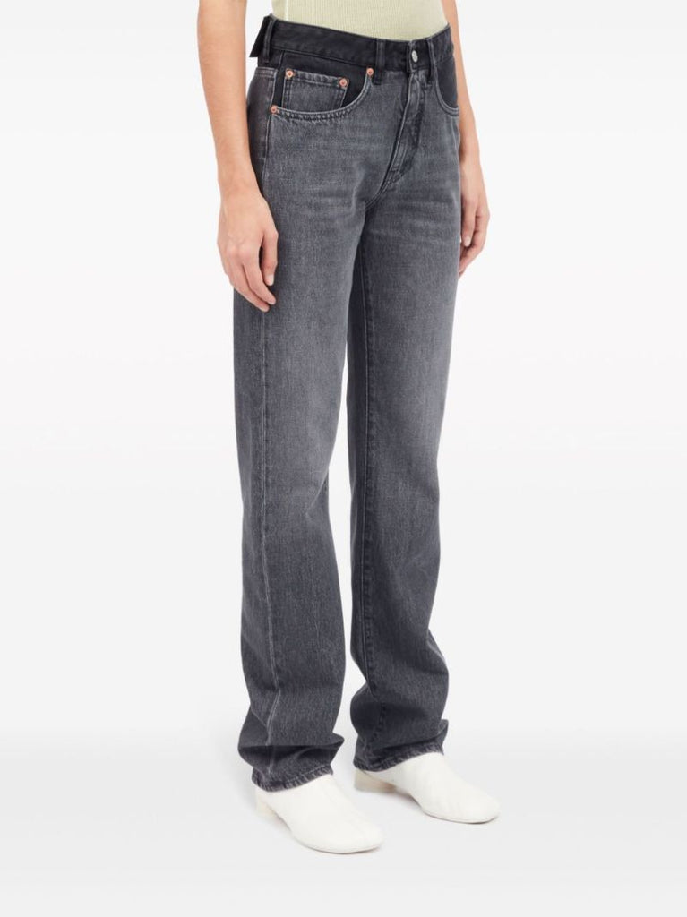 Grey Two-tone Straight-leg Jeans