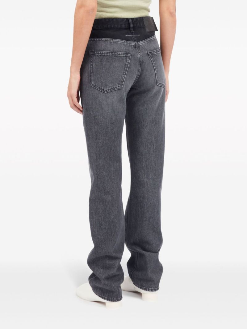 Grey Two-tone Straight-leg Jeans