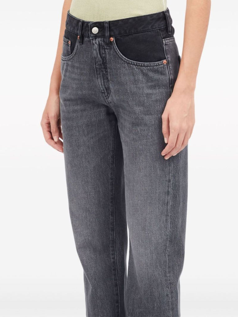 Grey Two-tone Straight-leg Jeans