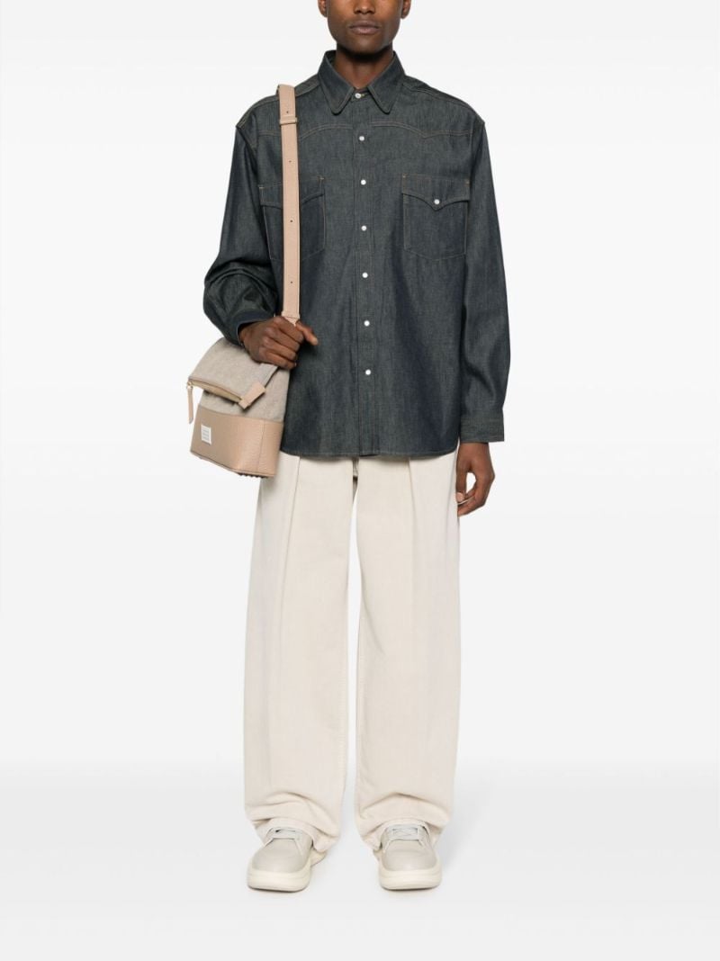 Blue Four-stitch Denim Shirt