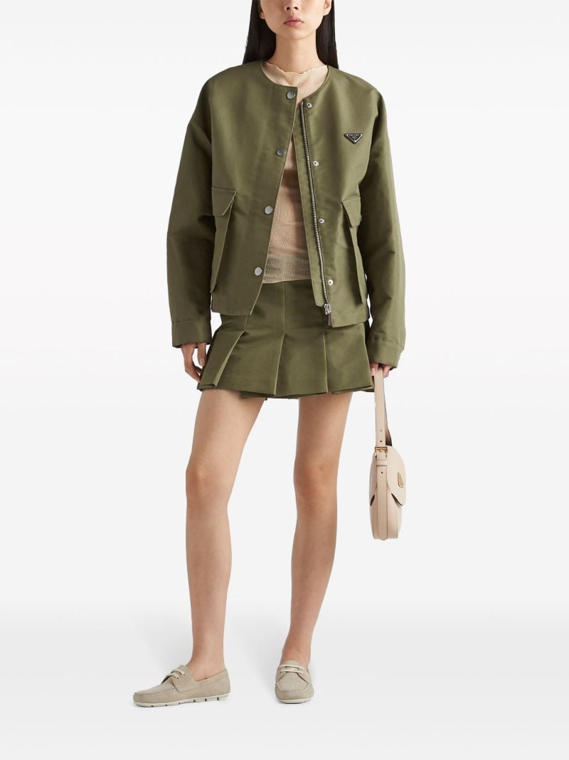 Green Pleated Canvas Mini Skirt