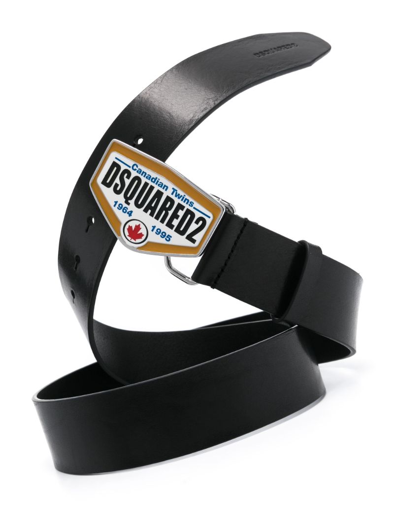 Black Canadian Twins Leather Belt