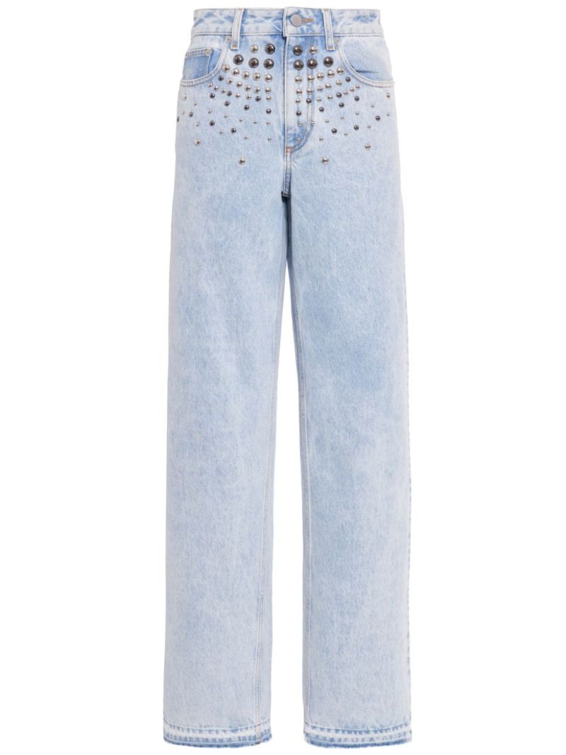 Blue Studded Straight Leg Jeans
