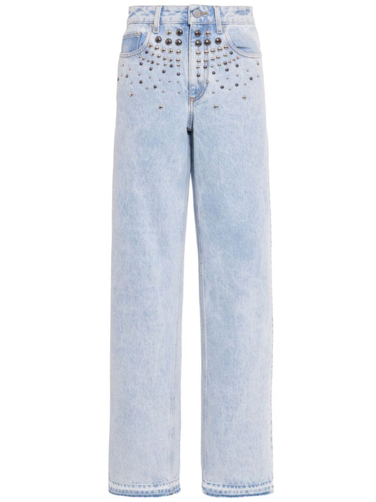 Blue Studded Straight Leg Jeans