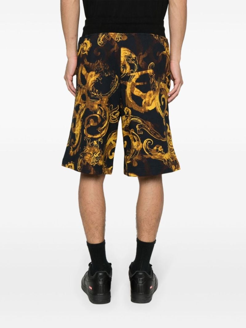 Gold Watercolor Couture Printed Cotton Shorts