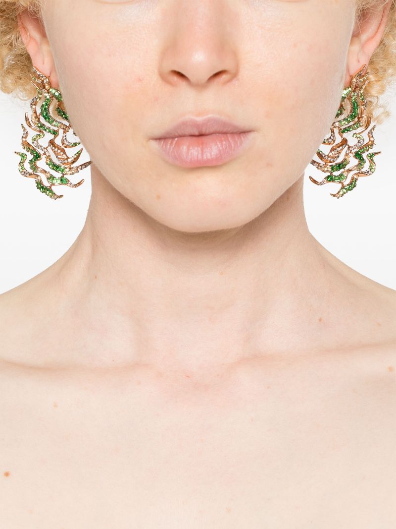18k Rose Gold Smoke Haze Tsavorite and Diamond Earrings