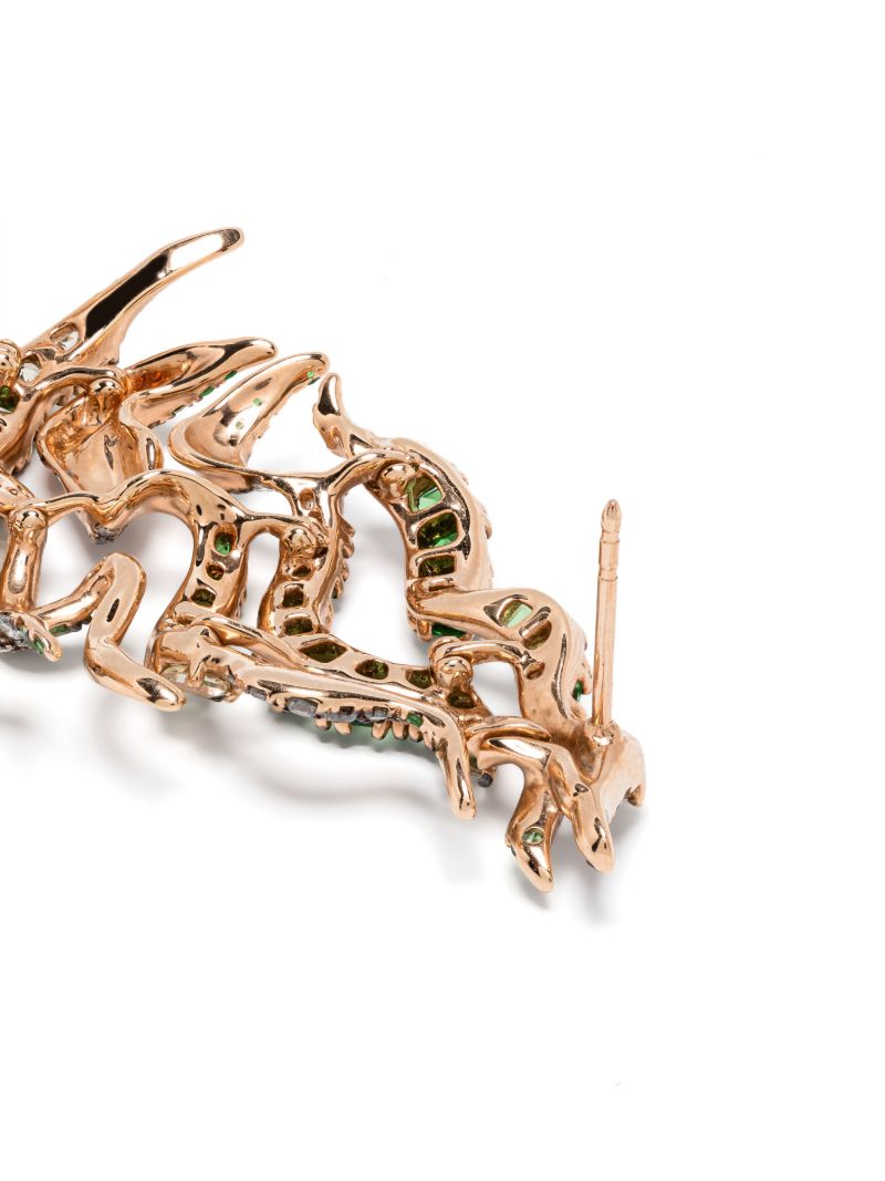 18k Rose Gold Smoke Haze Tsavorite and Diamond Earrings