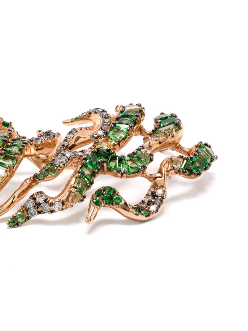 18k Rose Gold Smoke Haze Tsavorite and Diamond Earrings