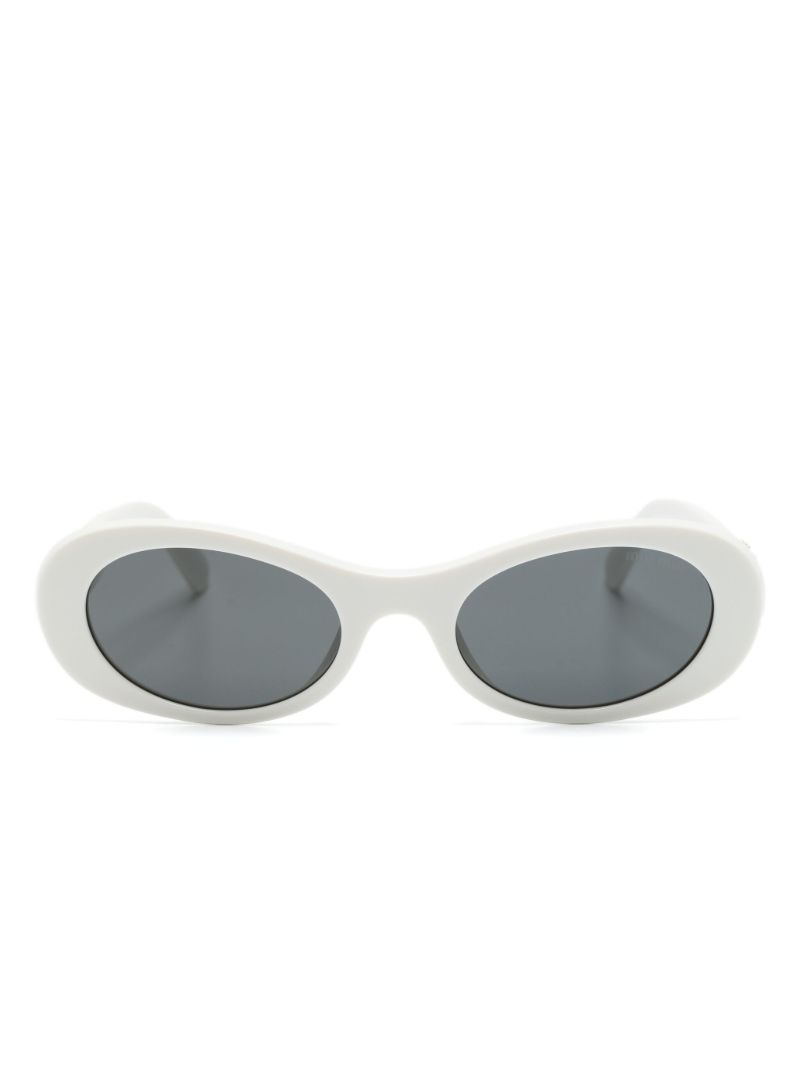 White Miu Glimpse Oval Frame Sunglasses