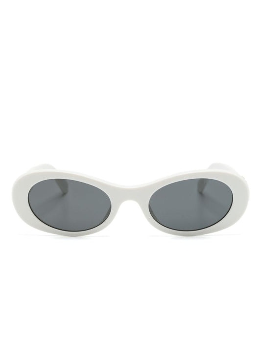 White Miu Glimpse Oval Frame Sunglasses