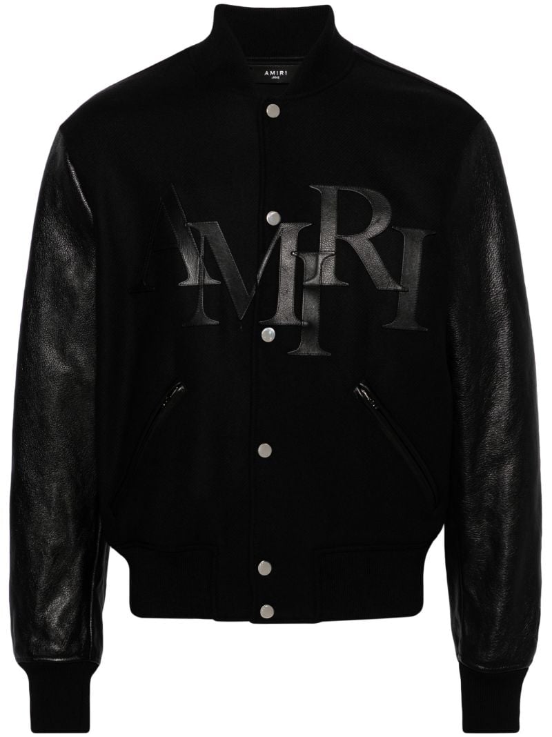 Black Staggered Logo Varsity Jacket