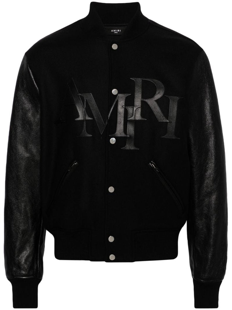 Black Staggered Logo Varsity Jacket