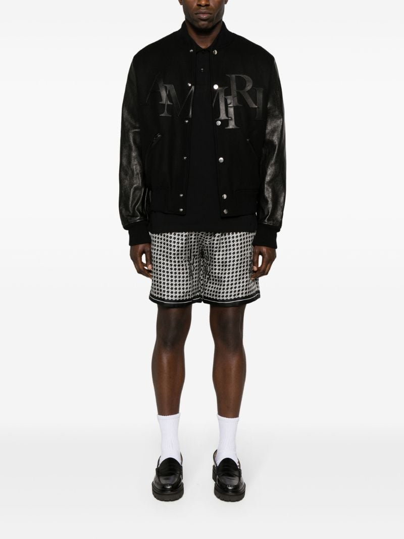 Black Staggered Logo Varsity Jacket