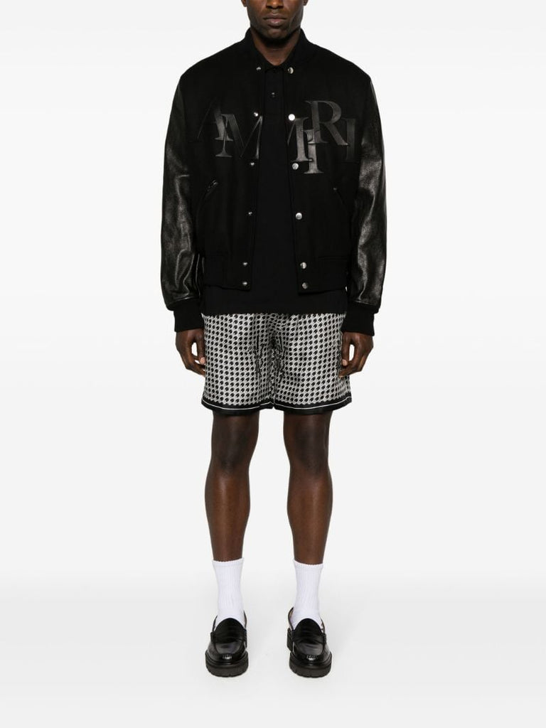 Black Staggered Logo Varsity Jacket