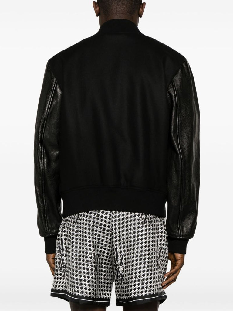 Black Staggered Logo Varsity Jacket