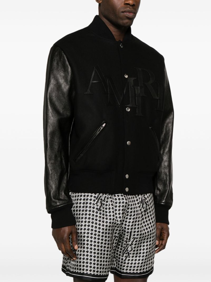 Black Staggered Logo Varsity Jacket