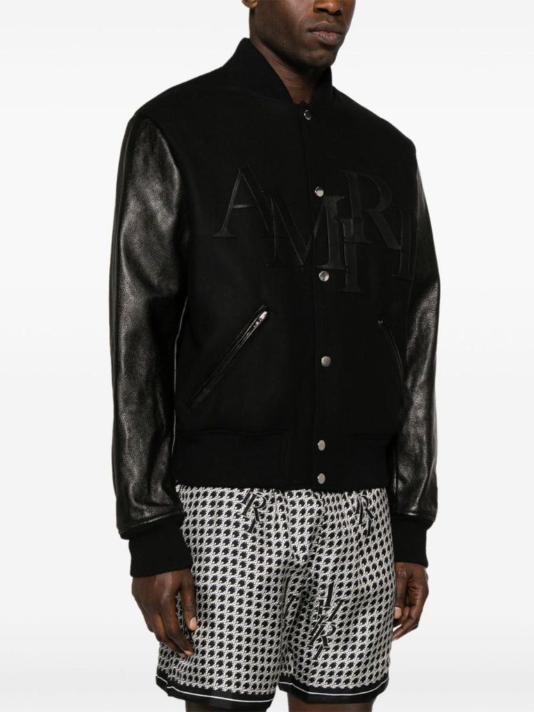 Black Staggered Logo Varsity Jacket